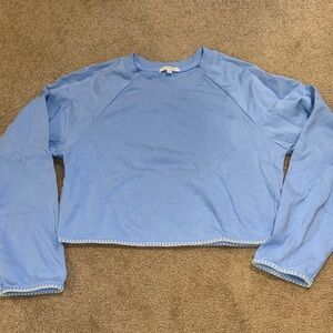 Z supply Seville Long Sleeve Top Surf Blue Small Crop Sweatshirt French Terry